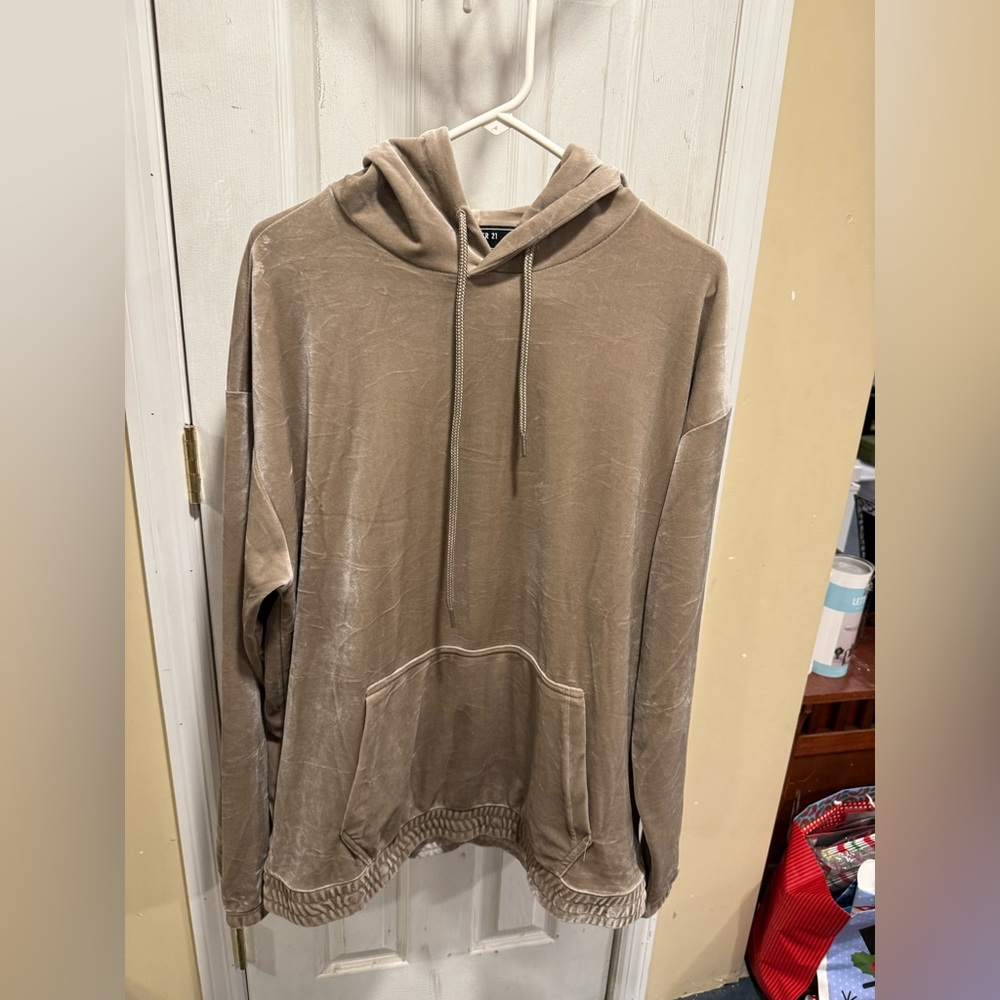 Forever 21 Bronze/Brown Velour (Velvet) Hoodie Men’s Large